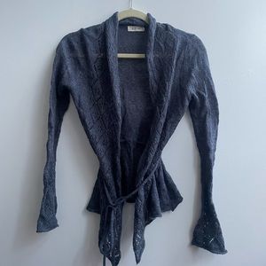 Delicate Mohair Knit Lace Up Cardigan